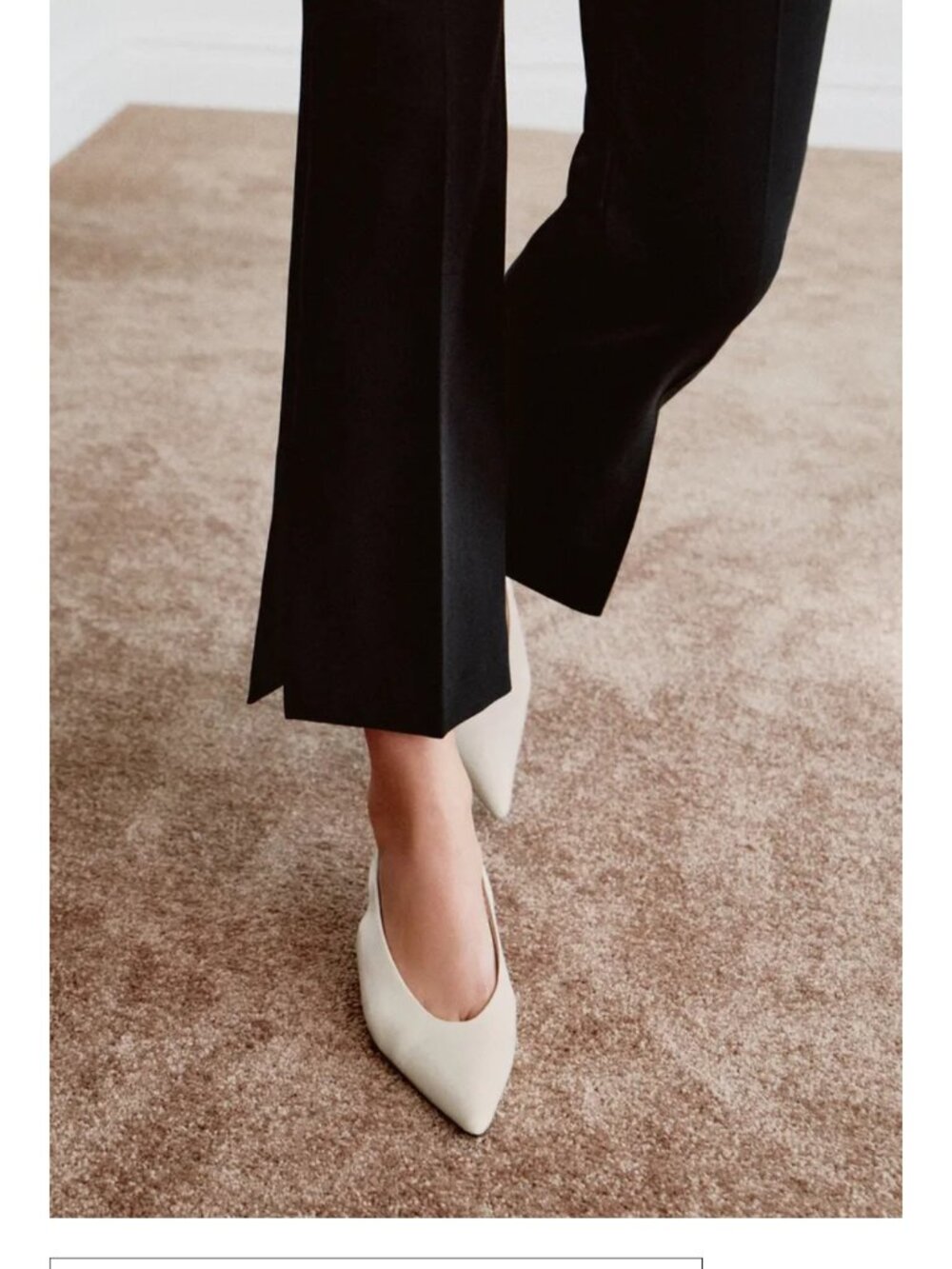 ZARA Cream Leather Slingback Pointed Toe Heels Size 42 | 2.5" Kitten Heel